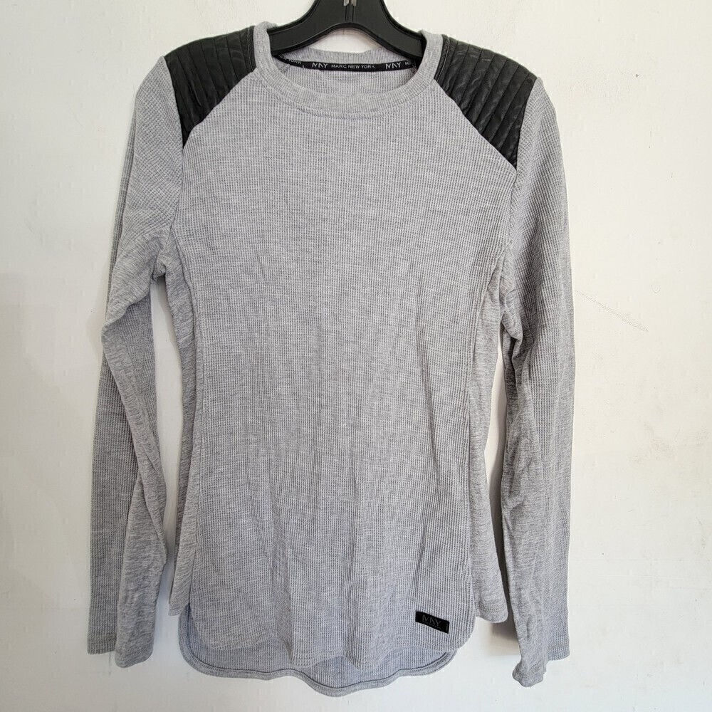 Marc New York Andrew Marc Performance Heather Gray Long Sleeve Top Size Medium